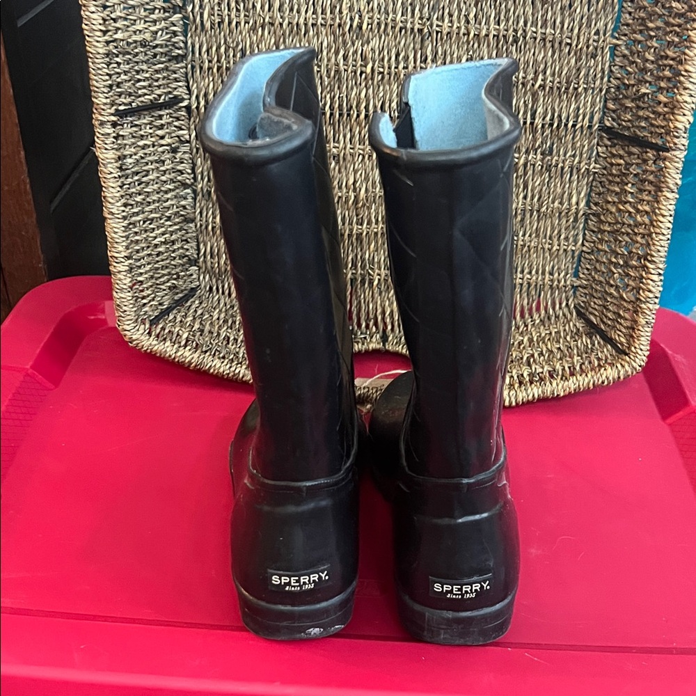 Sperry Black Quilted Rain Boots